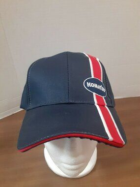 KOMATSU Blue and Red Strap Back Trucker Styled Cap Adjustable